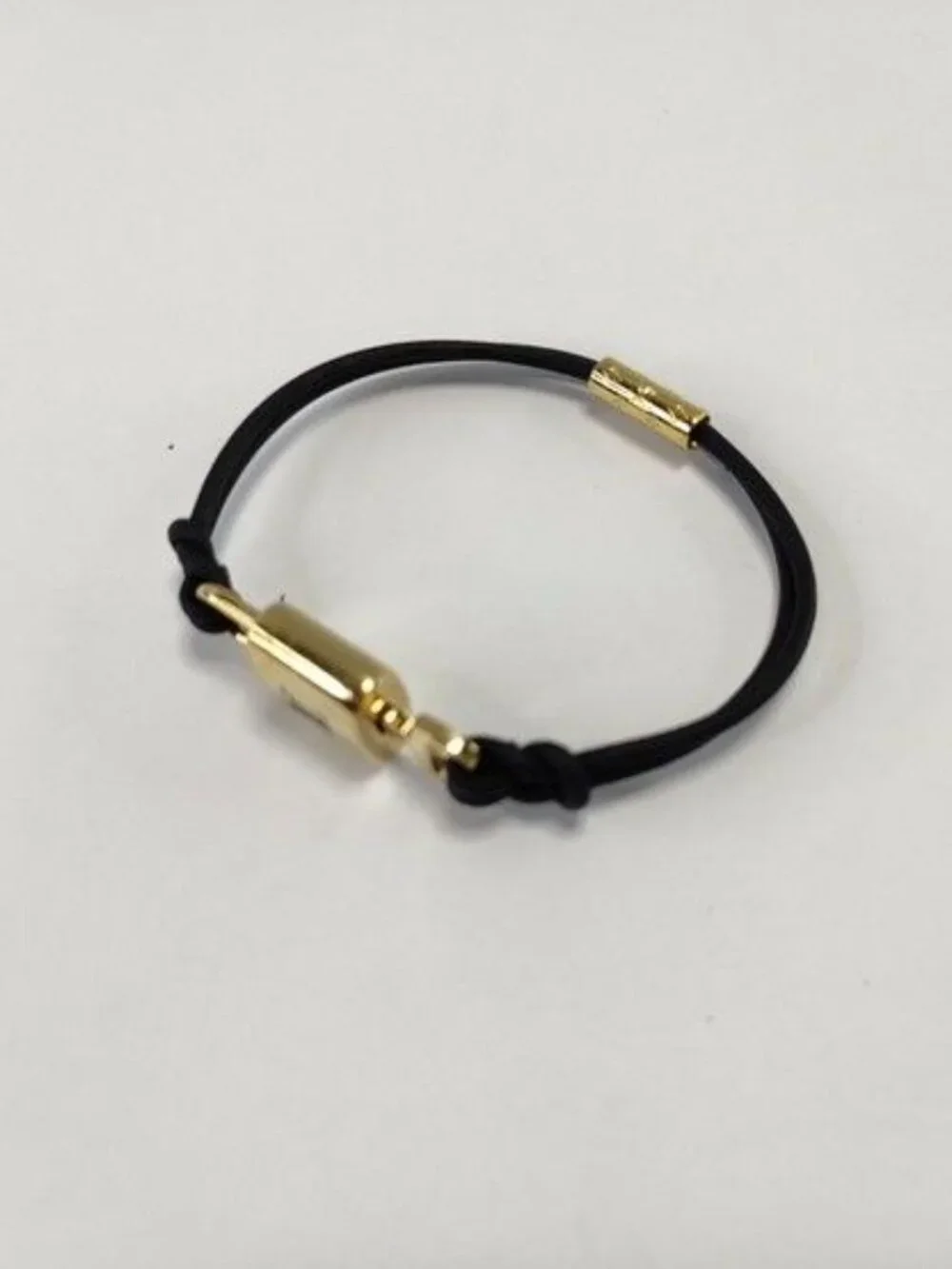 Louis Vuitton Bracelet LV Padlock Gold Black Leather Metal - Picture 3 of 10